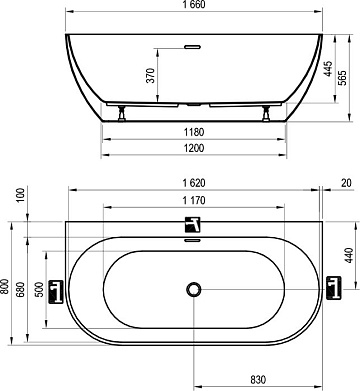 Акриловая ванна Ravak Freedom W 165x80 см, XC00100033