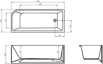 Акриловая ванна BelBagno 170x75 см, левая, BB712-1700-730-L