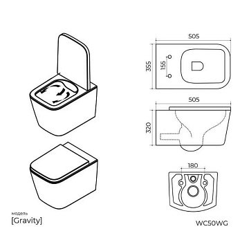 Унитаз подвесной Knotlor WC50WG, белый