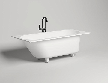 Ванна из искусственного камня Salini Ornella Kit S-Sense 170x70 см, встраиваемая, белая, на ножках, 
