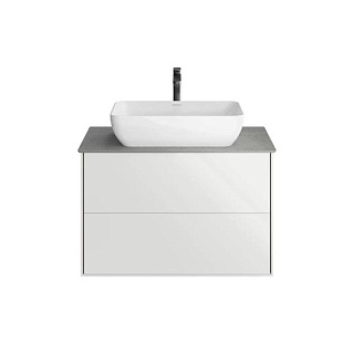 Тумба под раковину без столешницы KERAMA MARAZZI Plaza Modern 80 подвесная, с ящиками, глянцевая бел