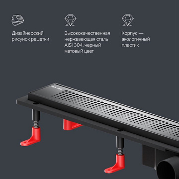 Душевой трап (лоток) AM.PM PrimeFlow Cut Gradient 80 см, черный матовый