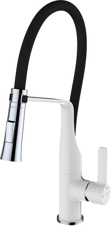 Смеситель для кухни Clever Chef 99733 белый, с гибким изливом