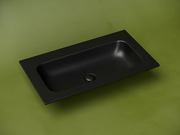 Мебельная раковина Ceramicanova Grace прямоугольная без отверстия под смеситель черная матовая 81 см