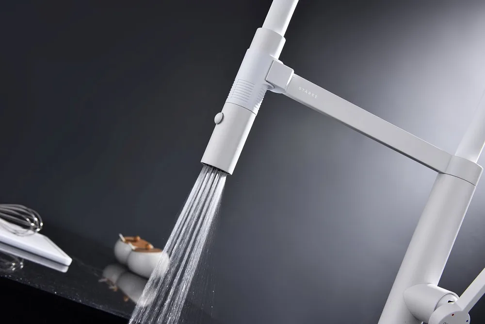 Смеситель для кухни Paulmark Leader Le214101-WH, белый матовый, с гибким изливом Sancos — официальный сайт