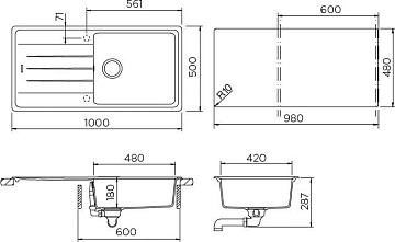 Мойка кухонная Schock Element 60D Large Cristalite лунный камень