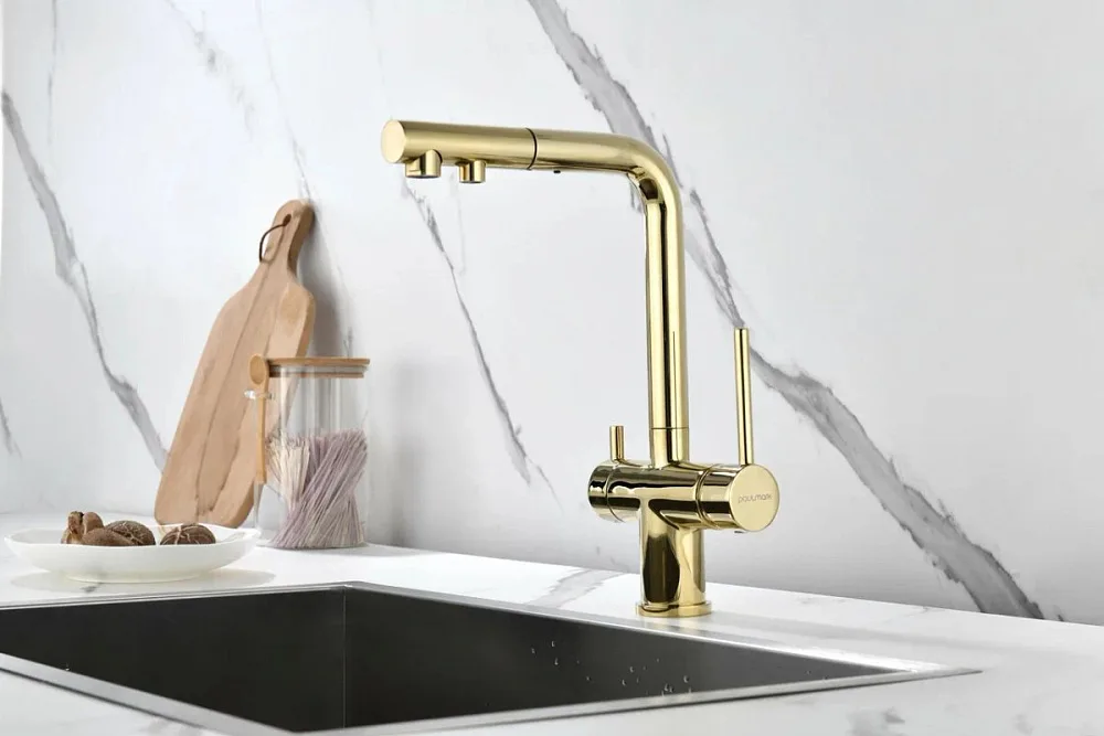 Смеситель для кухни Paulmark Serpentine Se213222-G золото Sancos — официальный сайт