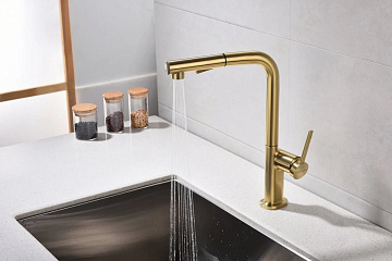 Смеситель для кухни Paulmark Neo Ne214419-SBG светлое брашированное золото