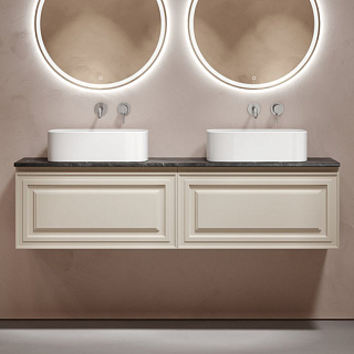 Тумба с раковиной Sancos Very 160 beige soft, столешница черный мрамор TT160A1, раковина CN6052