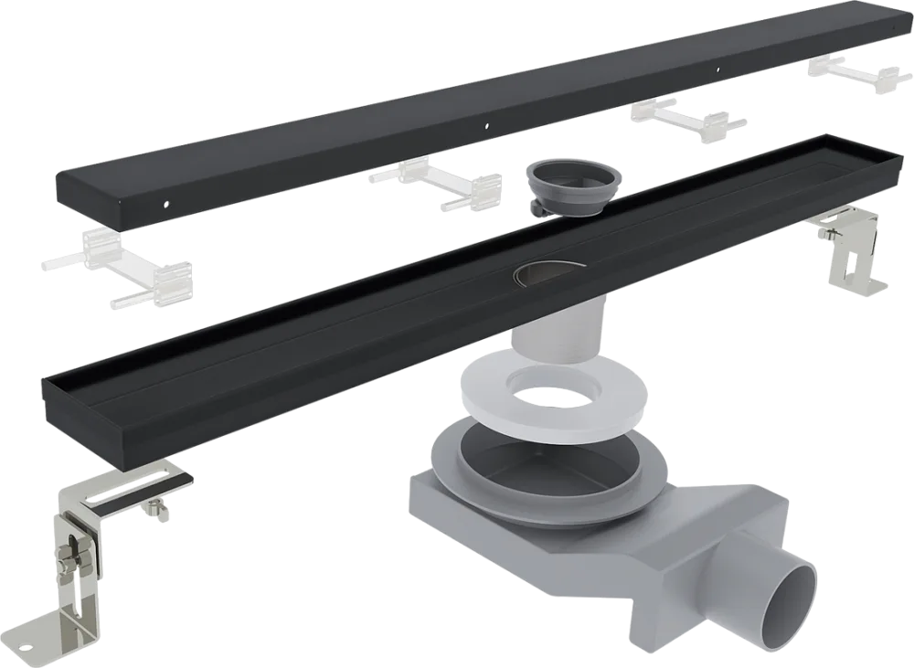 Душевой трап (лоток) Plumberia Selection PSL Linear 80 см, черный матовый Sancos — официальный сайт