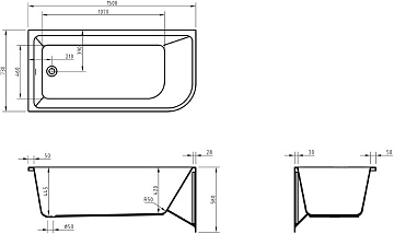 Акриловая ванна BelBagno 150x75 см, левая, BB712-1500-730-L