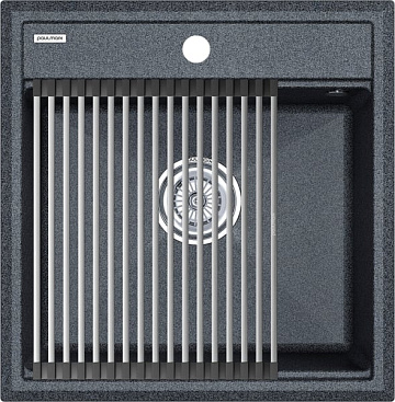 Мойка кухонная Paulmark Stepia + Step PM115051-DG+R375-BS графит