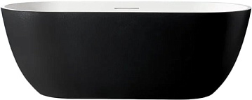 Ванна из искусственного камня Abber Frankfurt AM9941BW 170x75 см, отдельностоящая, матовая черно-бел