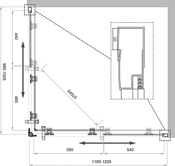 Душевой уголок BelBagno Uno UNO-195-AH-2-120/100-CH-CR стекло рифленое