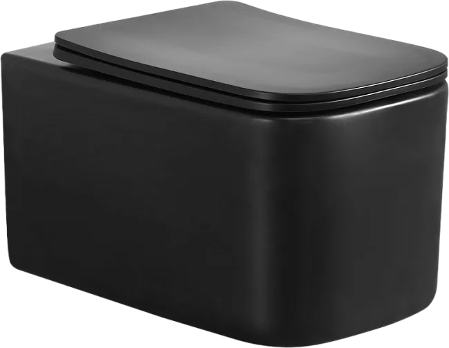 Унитаз подвесной Boheme Mane 970-SET-B безободковый, с микролифтом, черный матовый Sancos — Оригинал