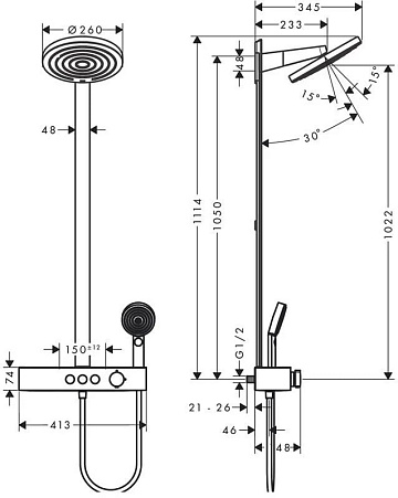 Душевая стойка Hansgrohe Pulsify Showerpipe 260 2jet 24240700, матовый белый