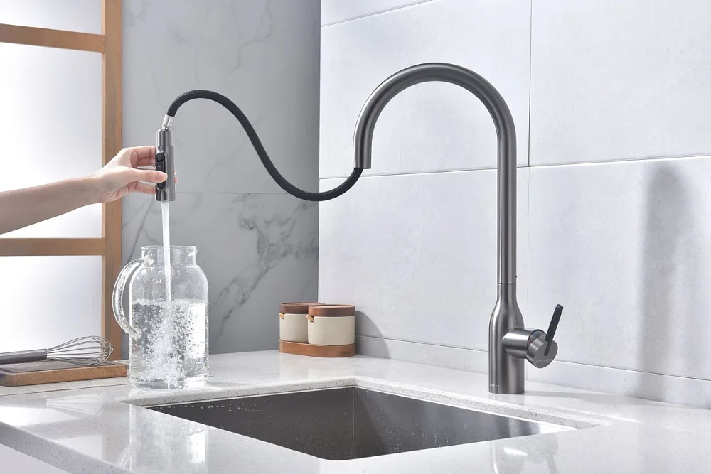 Смеситель для кухни Paulmark Universal Un213880-GM вороненая сталь Sancos — официальный сайт