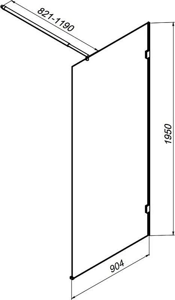 Душевая перегородка AM.PM X-Joy W94WI-90-F1-BTE 90x195, фурнитура черная, стекло прозрачное