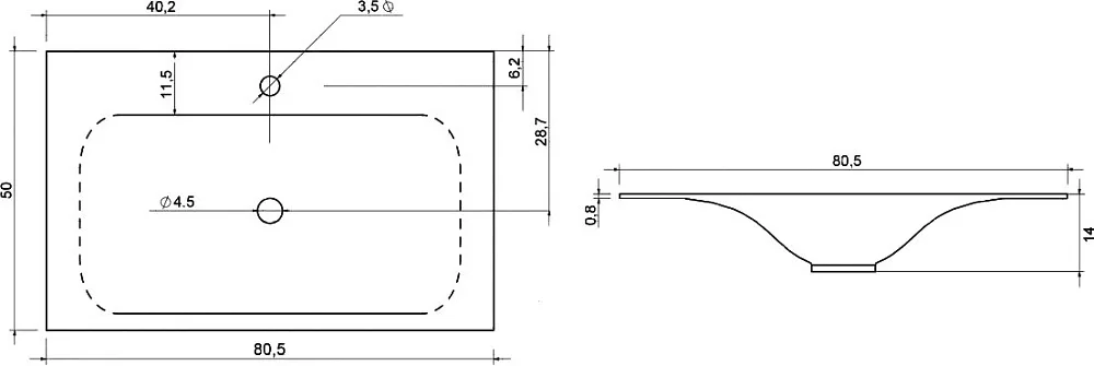 Мебельная раковина Vincea VCB-1F800W 80 см Sancos — официальный сайт