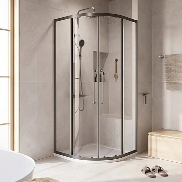Душевой уголок Cezares Relax RELAX-304-R-2-90-C-GM 90x90, профиль оружейная сталь