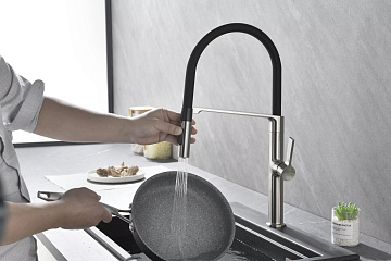Смеситель для кухни Paulmark BARREL Ba214029-BS нержавеющая сталь