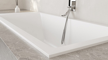 Ванна из искусственного камня Salini Cascata S-Sense 170x75 см, встраиваемая, матовая белая, на ножк