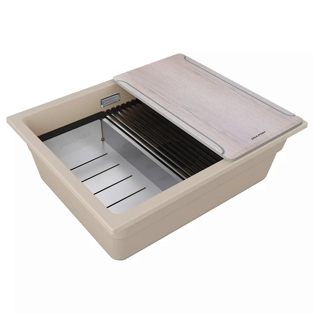 Мойка кухонная Paulmark IT-Granit Lumi-Multi Sink 55 Uni LU-MULTI 55-LA латте Sancos — официальный сайт