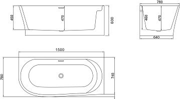 Акриловая ванна BelBagno 150x80 см, правая, BB410-1500-780-R