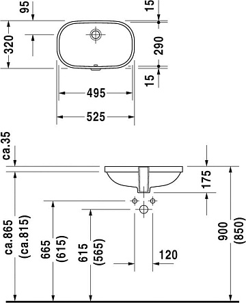 Мебельная раковина Duravit D-code 0338490000 встраиваемая