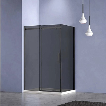 Душевой уголок Vincea Como-N VSR-4CN9014CGB 140х90, профиль матовый черный, стекло тонированное серо