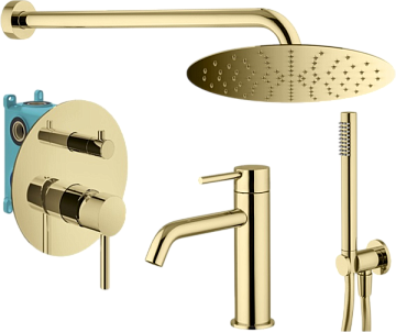 Комплект для ванной Plumberia Selection Ixo KITXO18OR53 С ВНУТРЕННЕЙ ЧАСТЬЮ, золото 24к