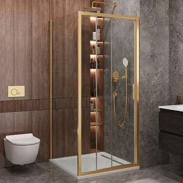 Душевой уголок Cezares Molveno AHF 31 100+90 C BORO IV 100х90 см, профиль брашированное золото, стек