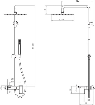 Душевая стойка Boheme Qubic 478-NB, brushed nickel