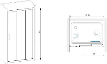 Душевой уголок RGW Passage PA-13+100 см (159-161)x100x195 профиль хром, стекло прозрачное