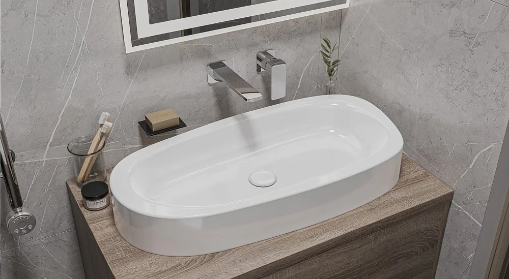 Накладная раковина WHITECROSS Moonstone E 0731.070035.100 70 см, белый глянец Sancos — официальный сайт