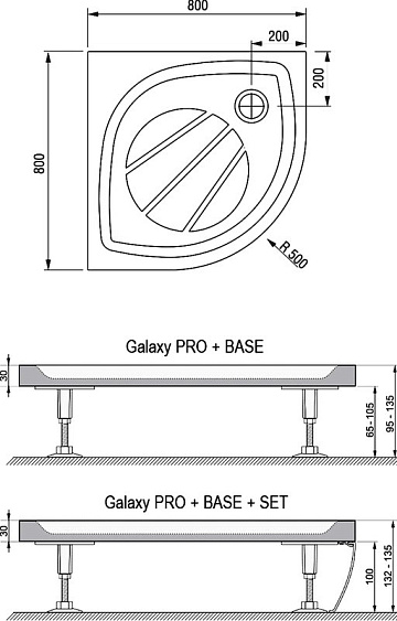 Поддон для душа Ravak Galaxy Pro Elipso Pro-80 с сифоном