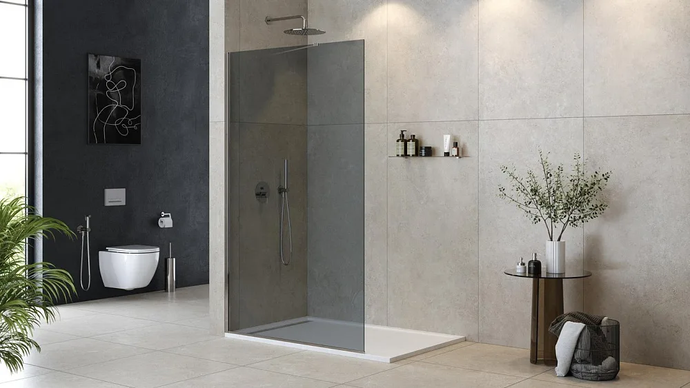 Душевая перегородка Cezares Liberta L-1-TB-120-GR-Cr профиль хром, стекло серое Sancos — официальный сайт