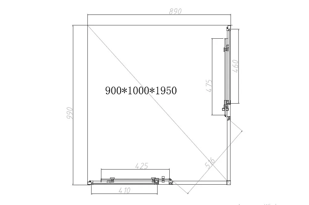 Душевой уголок Vincea Slim-N VSS-4SN9010CLG 100х90, профиль брашированное золото, стекло прозрачное Sancos — официальный сайт