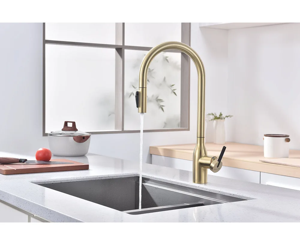 Смеситель для кухни Paulmark Universal Un213880-LG светлое золото Sancos — официальный сайт