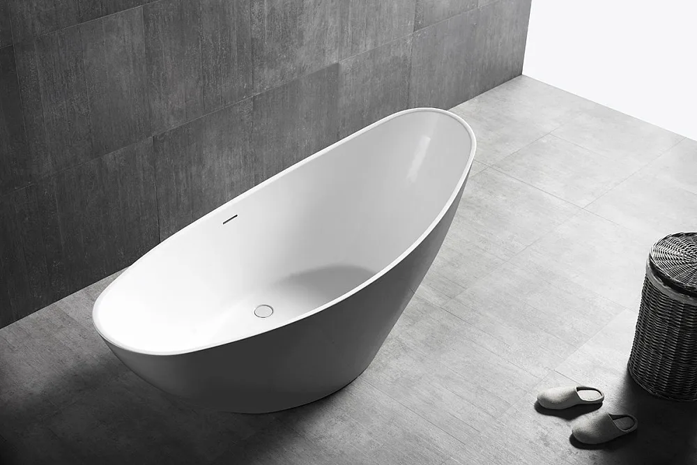 Акриловая ванна Abber AB9233G 185x80 см, отдельностоящая, серая, овальная, с каркасом, со сливом-пер Sancos — официальный сайт