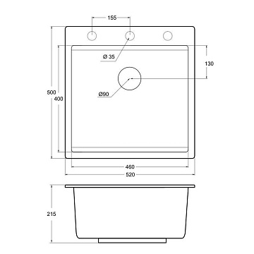 Мойка кухонная Emar Quartz EMQ-1520.Q Алмаз