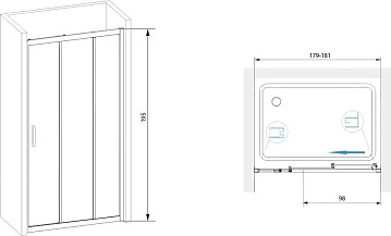Душевой уголок RGW Passage PA-13+80 см (179-181)x80x195 профиль хром, стекло прозрачное
