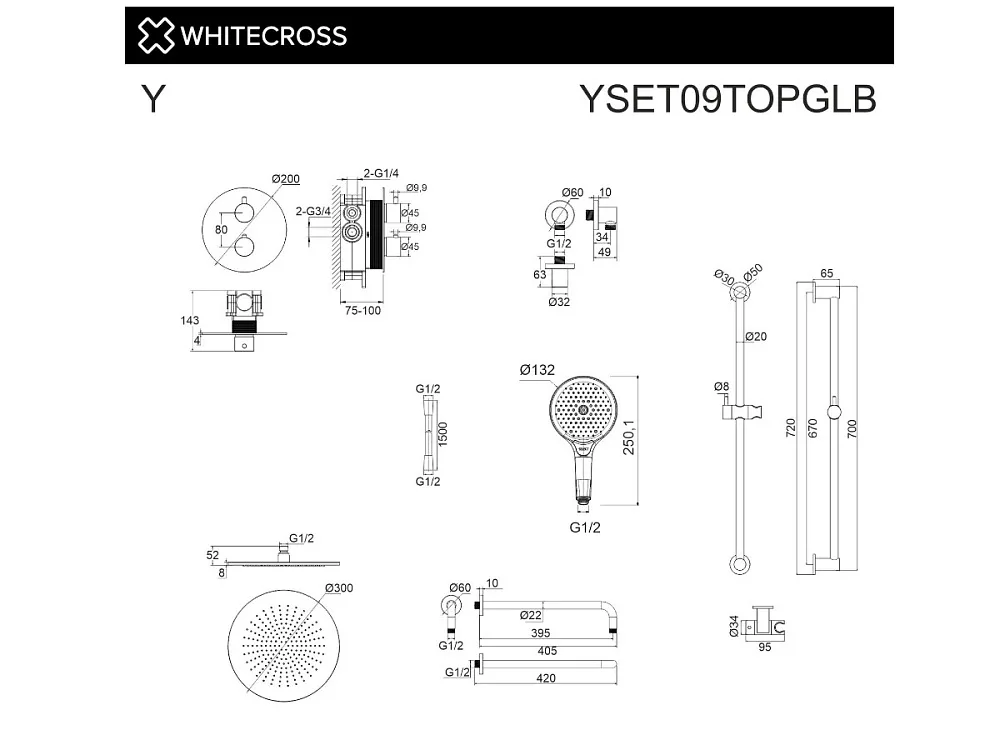 Душевой комплект WHITECROSS Y YSET09TOPGLB, С ВНУТРЕННЕЙ ЧАСТЬЮ, брашированное золото Sancos — официальный сайт