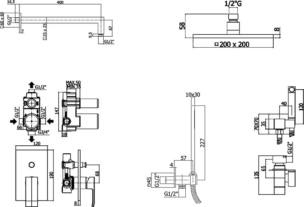 Комплект для ванной Paffoni Elle KITZEL015CR/M С ВНУТРЕННЕЙ ЧАСТЬЮ, верхний душ 20 см, хром Sancos — официальный сайт