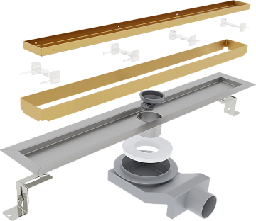 Душевой трап (лоток) Plumberia Selection PST In-Tile 80 см, золото брашированное