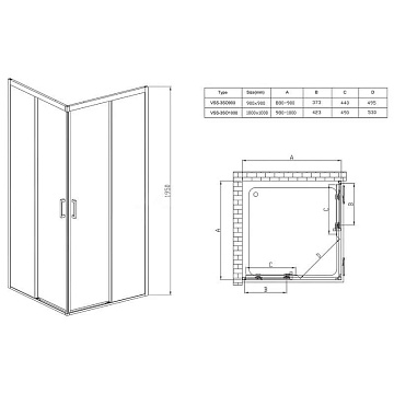 Душевой уголок Vincea Soft VSS-3SO100CLGM 100x100, профиль хром, стекло прозрачное