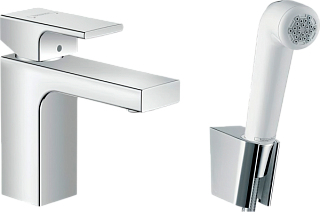 Смеситель для раковины Hansgrohe Vernis Shape 71216000 с гигиеническим душем, хром