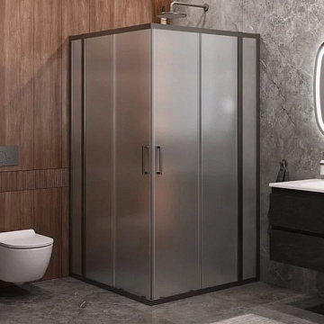 Душевой уголок Cezares Molveno A 22 90+20 P GM 110х110 см, профиль оружейная сталь, стекло рифленое