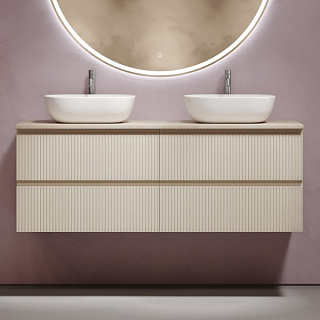 Тумба с раковиной Sancos Snob T 140 beige soft, столешница бежевая TT140A2X, раковина CN6009