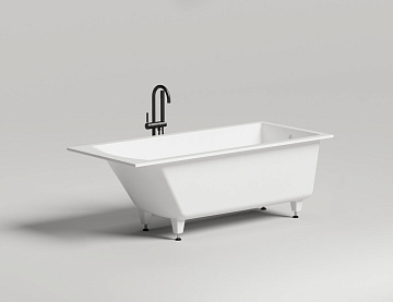 Ванна из искусственного камня Salini Cascata S-Sense 170x75 см, встраиваемая, матовая белая, на ножк